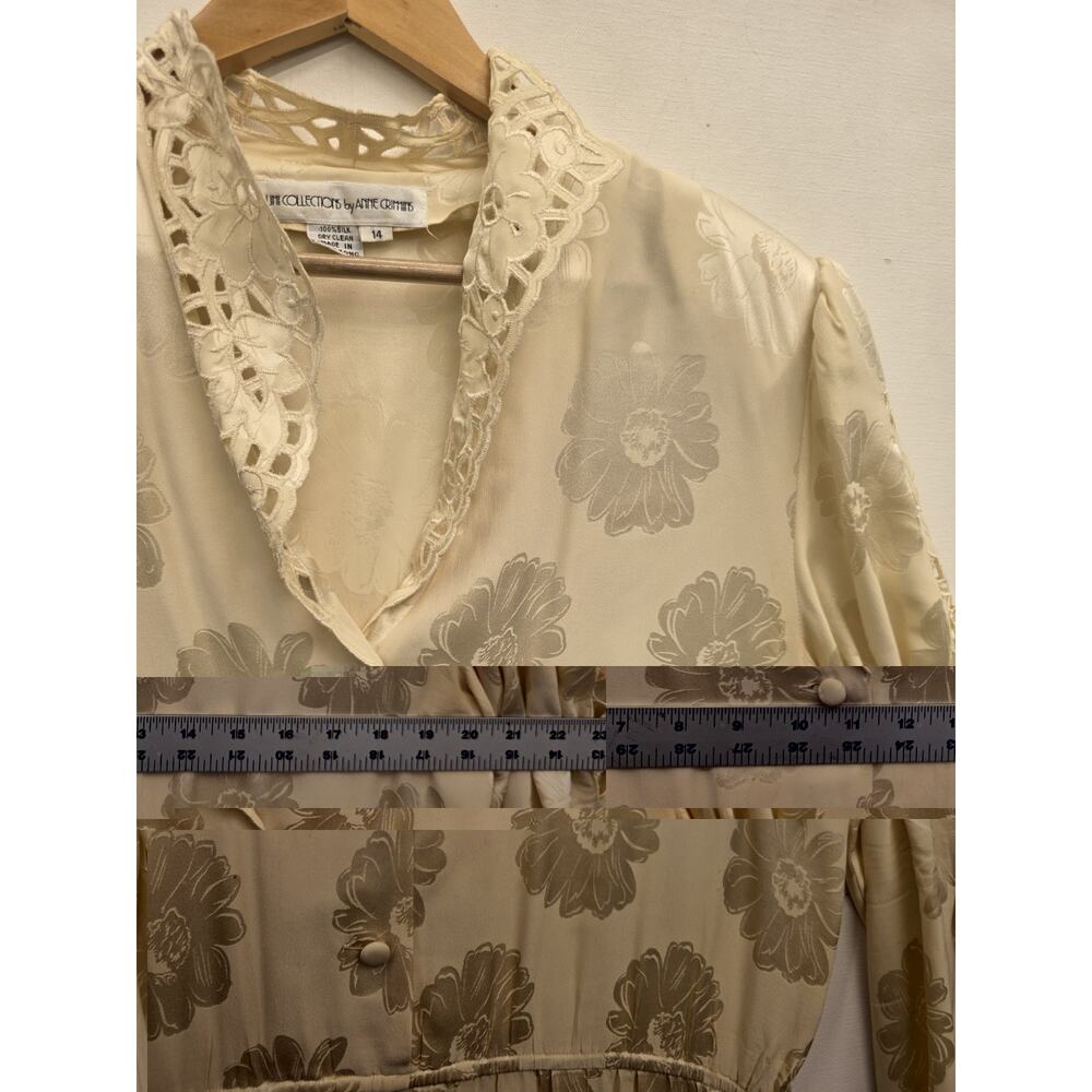 umi collections anne crimmins Ivory Silk Dress Women's Size 14 Vintage - Picture 9 of 13